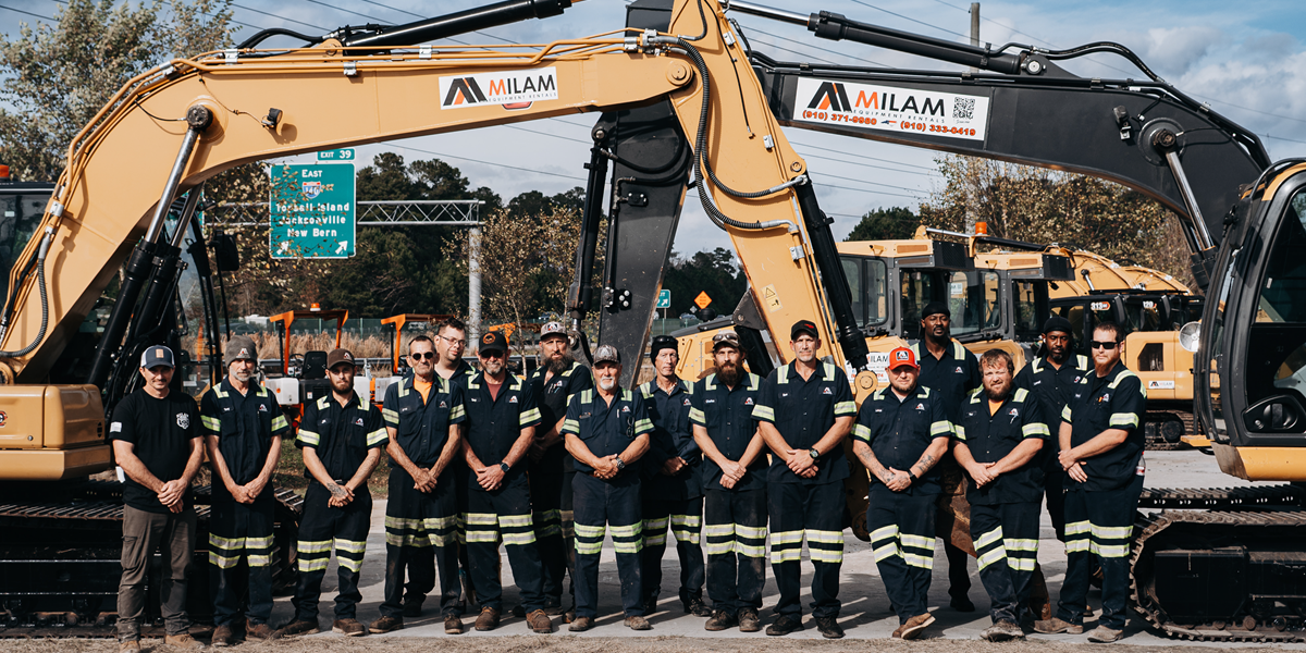 Milam Equipment Rentals full team with excavators